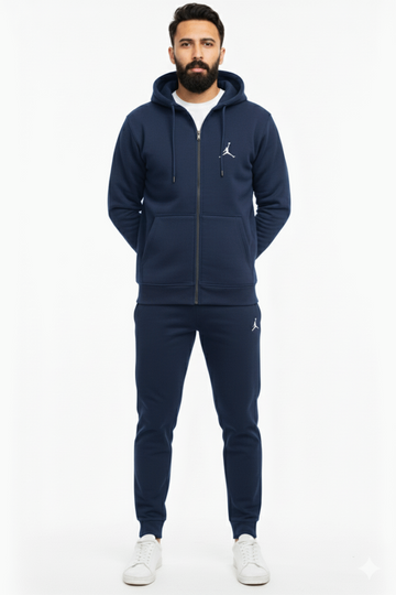 Classic Navy Full-Zip Hoodie Tracksuit for Men | Fleece Winter Set Pakistan