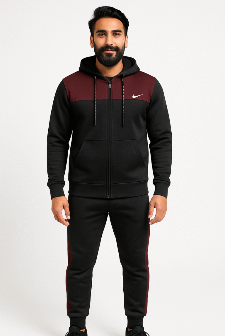 Street Style Maroon Fleece Tracksuit | Premium Winter Outfit Pakistan